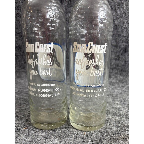Vtg SunCrest Glass Soda Bottles 12 Fl Oz National NuGrape Co Atlanta GA Pair - Picture 6 of 7